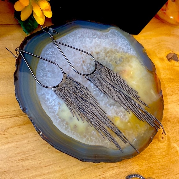 Not4 sale sold Bundle Gunmetal fringe boho long earrings - Picture 13 of 13